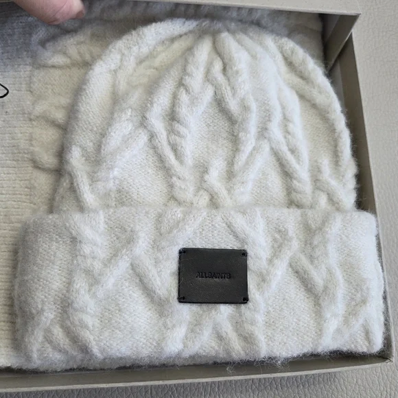 ALLSAINTS Wool Blended Cable Beanie & Scarf Gift Box - Picture 2 of 9